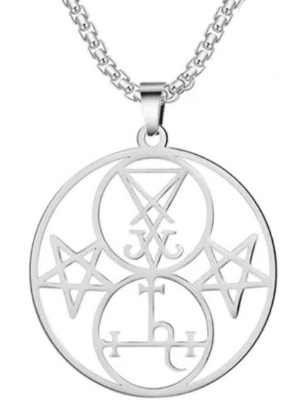 Roestvrij Stalen Satanic Halsketting - 60 Cm met 3,5 Cm Hanger voor Unieke Stijl