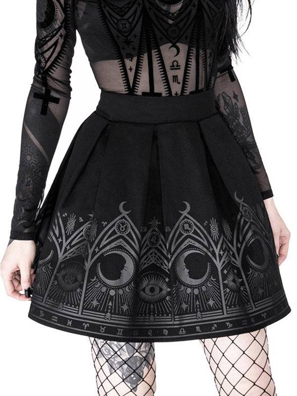 Restyle Fortune Teller Rok van 100% Katoen met Elastische Band en Zijkant Rits