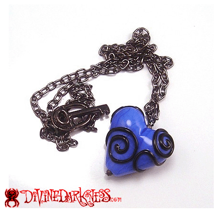 Victorian Heart Blue Halsketting