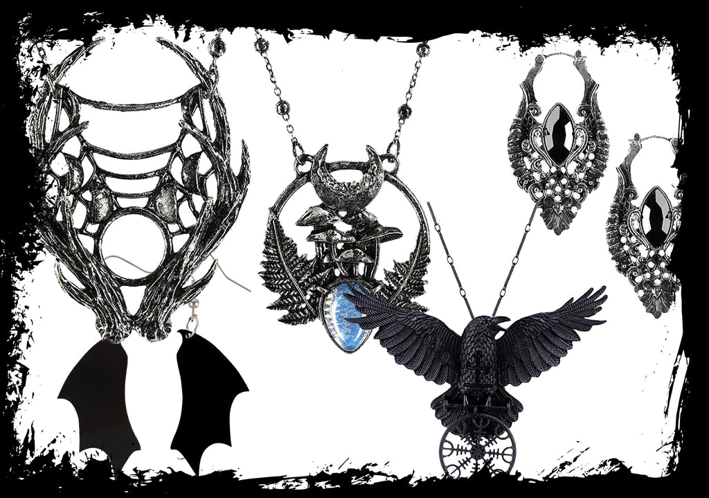 Halskettingen, ringen, ooringen en meer gothic sierraden