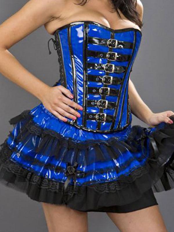 Blue PVC Rok - DivineDarkness- Online shop voor Gothic en Alternatieve Kleding!