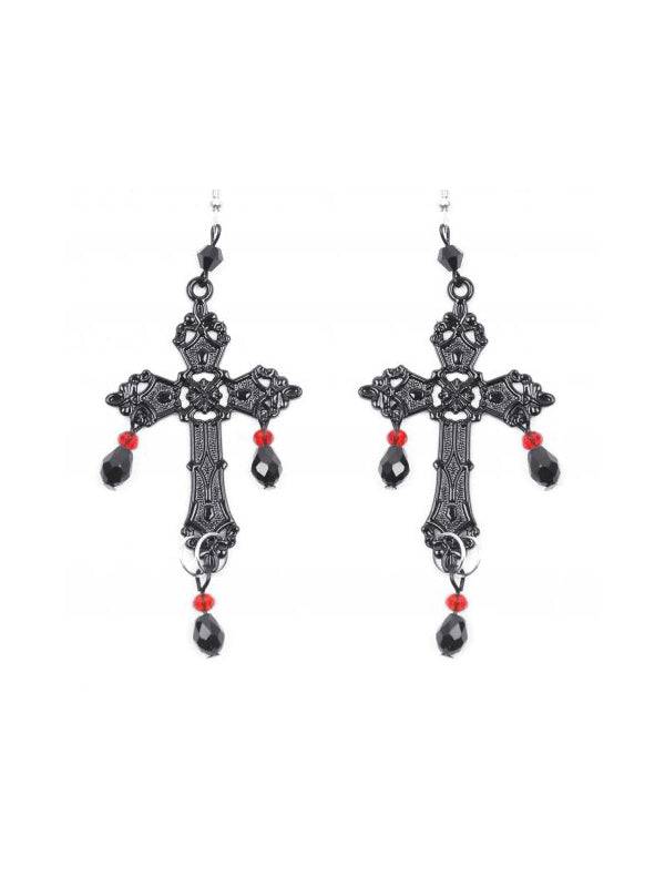 Gothic Cross Oorbellen - DivineDarkness- Online shop voor Gothic en Alternatieve Kleding!