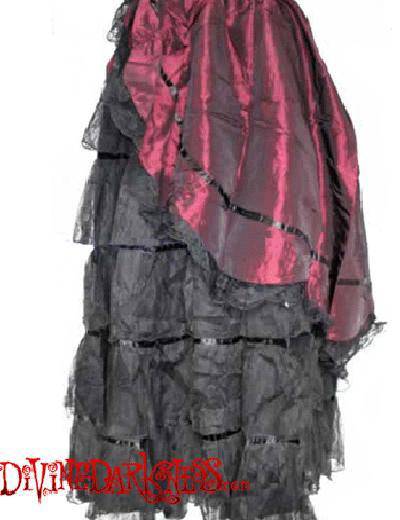 Once Upon A Time Burgundy Rok - DivineDarkness- Online shop voor Gothic en Alternatieve Kleding!