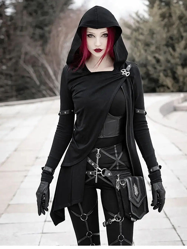 Restyle Rings Leather Straps Harness Punk Gothic Emo Rocker High Waist  Leggings 