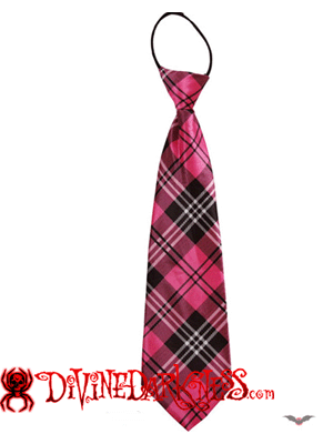 Pink Tartan Stropdas - DivineDarkness- Online shop voor Gothic en Alternatieve Kleding!