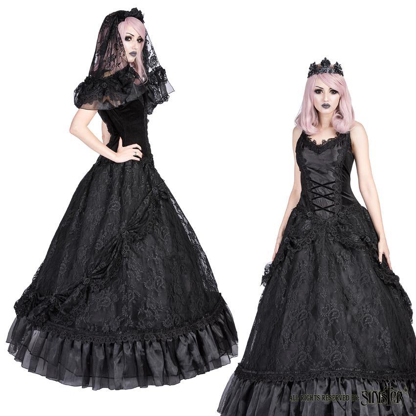 Zwarte gothic jurk zonder mouwen