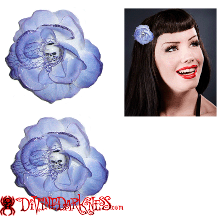 Lilac Skull Flower Haarclips - Divine-Darkness