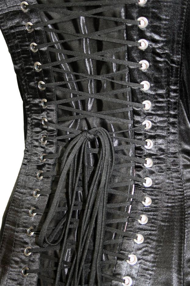 Overbust corset satijn zwart - Divine-Darkness